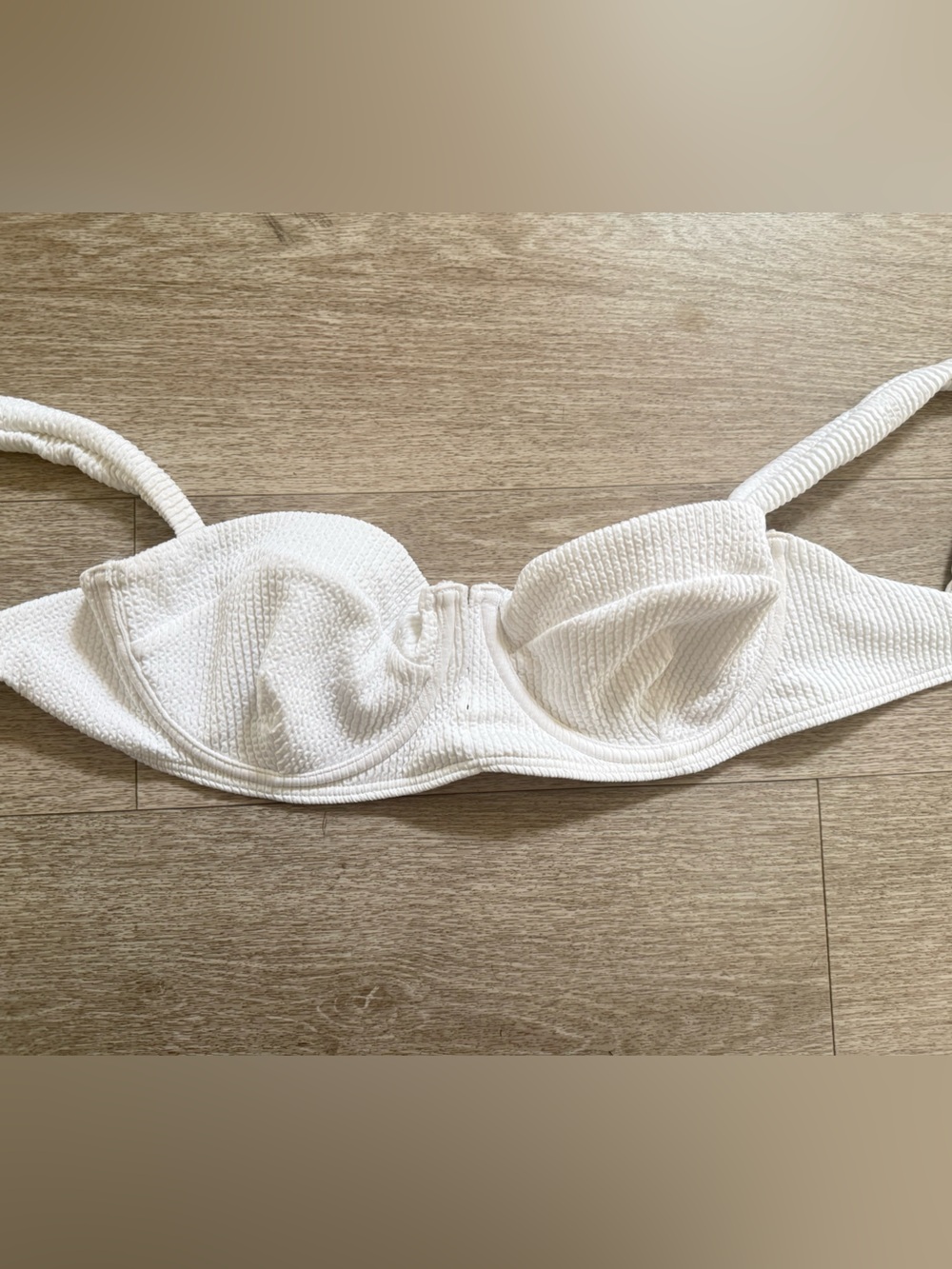 Monday Swimwear Clovelly Crinkle Bikini Top- White Sand Large